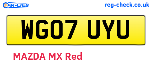 WG07UYU are the vehicle registration plates.