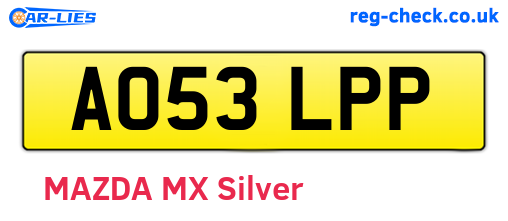 AO53LPP are the vehicle registration plates.