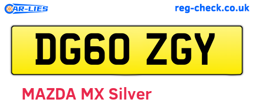 DG60ZGY are the vehicle registration plates.