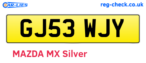 GJ53WJY are the vehicle registration plates.