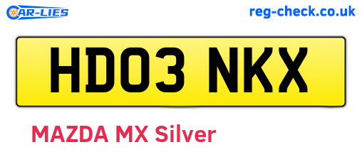 HD03NKX are the vehicle registration plates.