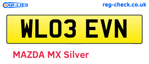 WL03EVN are the vehicle registration plates.