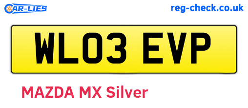 WL03EVP are the vehicle registration plates.
