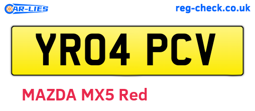YR04PCV are the vehicle registration plates.