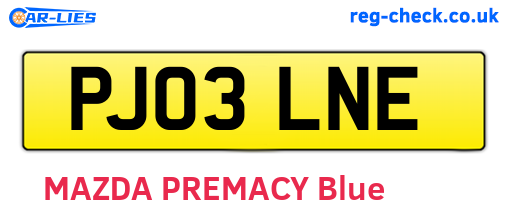 PJ03LNE are the vehicle registration plates.