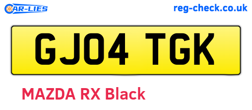 GJ04TGK are the vehicle registration plates.