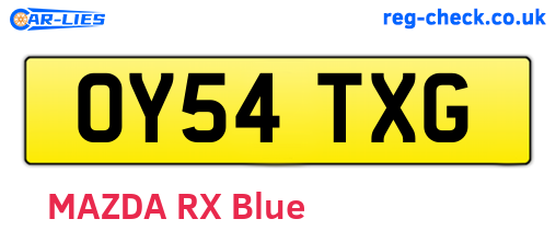 OY54TXG are the vehicle registration plates.