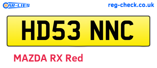 HD53NNC are the vehicle registration plates.