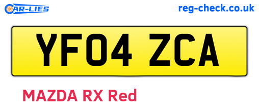 YF04ZCA are the vehicle registration plates.