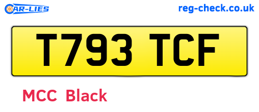 T793TCF are the vehicle registration plates.