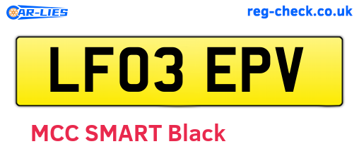 LF03EPV are the vehicle registration plates.