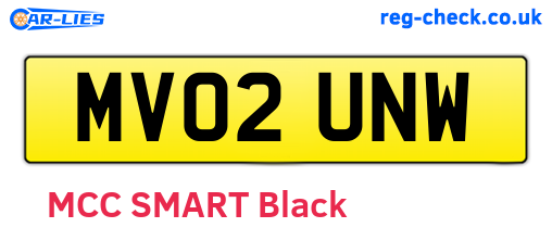 MV02UNW are the vehicle registration plates.