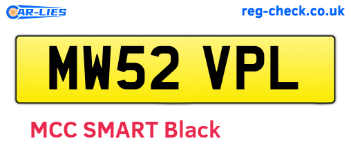 MW52VPL are the vehicle registration plates.