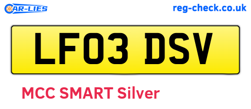 LF03DSV are the vehicle registration plates.