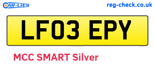 LF03EPY are the vehicle registration plates.