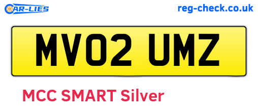 MV02UMZ are the vehicle registration plates.