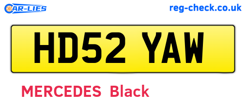 HD52YAW are the vehicle registration plates.