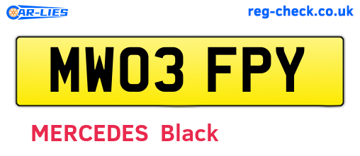 MW03FPY are the vehicle registration plates.