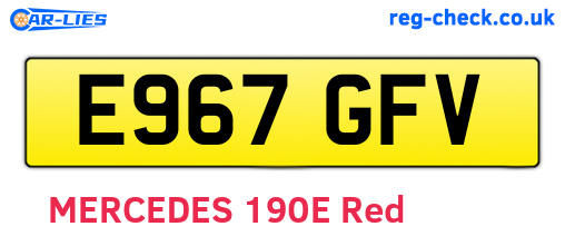 E967GFV are the vehicle registration plates.