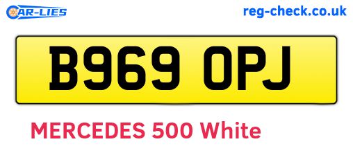 B969OPJ are the vehicle registration plates.