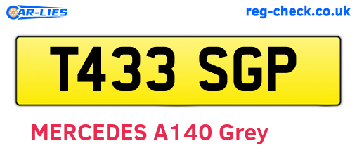 T433SGP are the vehicle registration plates.