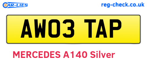 AW03TAP are the vehicle registration plates.