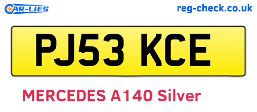 PJ53KCE are the vehicle registration plates.