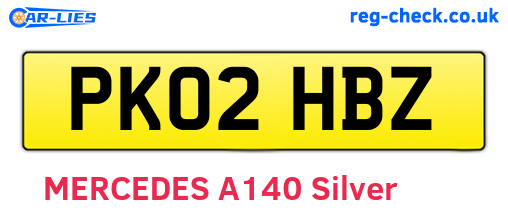 PK02HBZ are the vehicle registration plates.