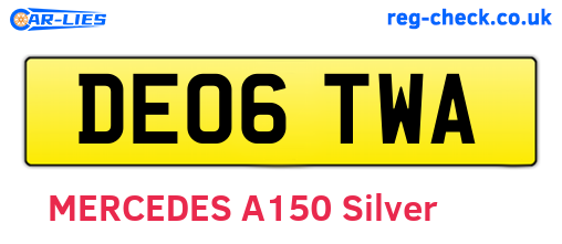 DE06TWA are the vehicle registration plates.