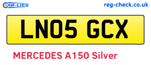 LN05GCX are the vehicle registration plates.
