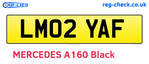 LM02YAF are the vehicle registration plates.