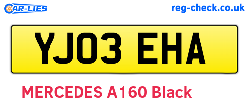 YJ03EHA are the vehicle registration plates.