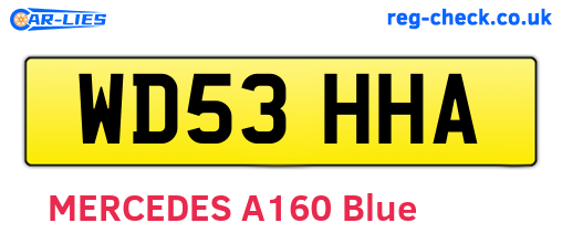 WD53HHA are the vehicle registration plates.