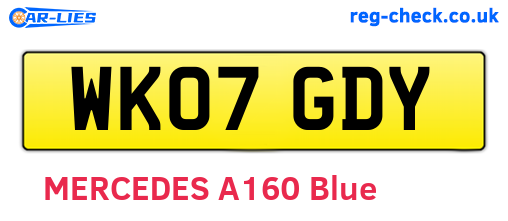 WK07GDY are the vehicle registration plates.