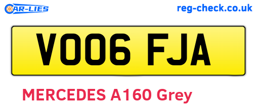 VO06FJA are the vehicle registration plates.