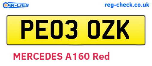 PE03OZK are the vehicle registration plates.