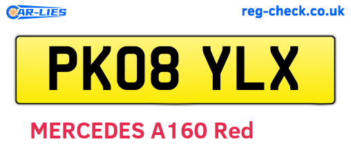 PK08YLX are the vehicle registration plates.