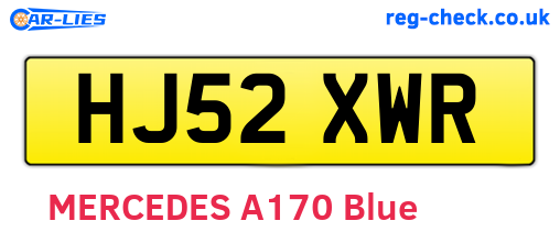 HJ52XWR are the vehicle registration plates.