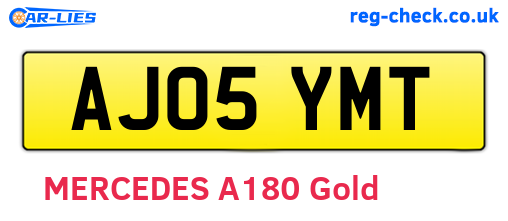 AJ05YMT are the vehicle registration plates.