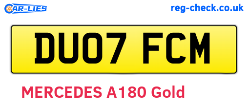 DU07FCM are the vehicle registration plates.