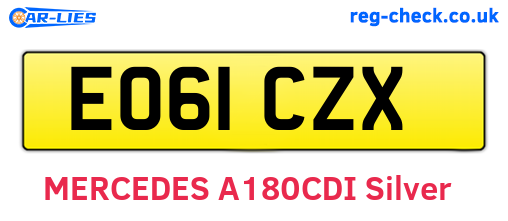 EO61CZX are the vehicle registration plates.
