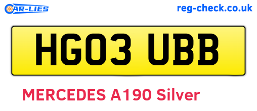 HG03UBB are the vehicle registration plates.