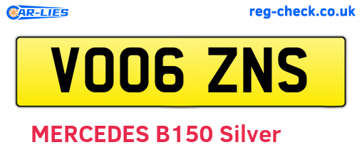 VO06ZNS are the vehicle registration plates.