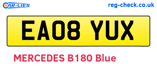 EA08YUX are the vehicle registration plates.