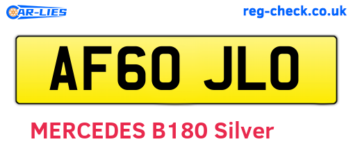 AF60JLO are the vehicle registration plates.