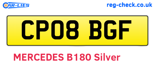 CP08BGF are the vehicle registration plates.