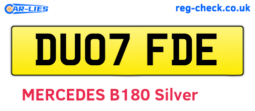 DU07FDE are the vehicle registration plates.