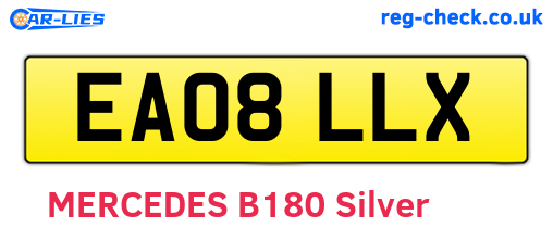 EA08LLX are the vehicle registration plates.