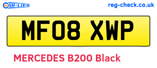 MF08XWP are the vehicle registration plates.