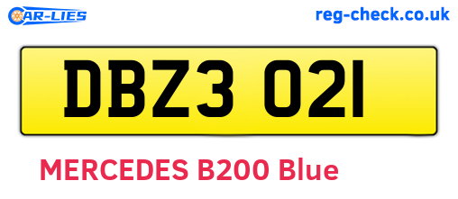 DBZ3021 are the vehicle registration plates.